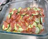 Une image de l'étape 12 de Gratin de courgettes et pommes de terre au lomo et roquefort.