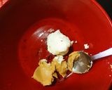 A picture of step 1 of Peanut butter Cake.