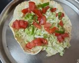 A picture of step 2 of Masala papad or salad on papad.
