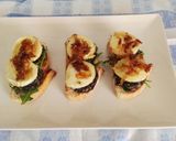 A picture of step 9 of Goat Cheese and Blood Sausage Toasts with Caramelized Onion.