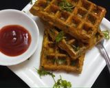 A picture of step 3 of Moongh dal veggie waffle.