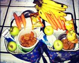A picture of step 2 of Akara, Banana, Apple and Carrots.