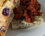 A picture of step 3 of Quick and easy lunch Focaccia and "meatball marinara" sandwich.