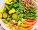 Hình bước làm 1 của món Salad thịt bò và hạt diêm mạch