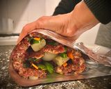 Foto del paso 6 de la receta: Pan de carne tipo arrollado con puré de batatas cremoso 🥩🍠
