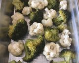Csirkecombbal és császárszalonnával rakott brokkolis karfiol recept fázis 3 fotója