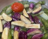 A picture of step 2 of Simba Baigana Besara (Lima beans/Sem Phali & brinjals in mustard paste).