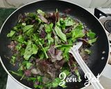 A picture of step 2 of Red and Green Amaranthus Bhaji.