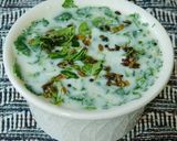 A picture of step 5 of Cilantro pachadi, onion pachadi with Curd.