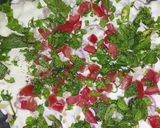 A picture of step 4 of Dahi Phulki+Papri Chana Chat 😋😋😋.