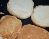 A picture of step 5 of Reshmi kabab burger with orange juice.