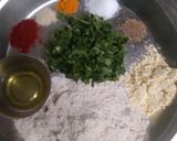 A picture of step 1 of Methi Aloo Paratha and Beetroot Raita.