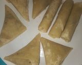 A picture of step 7 of Semolina spring roll and samosa wrap. 👍🤩.