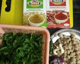 A picture of step 1 of Spinach Soya Tikki Chat.
