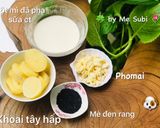 Hình bước làm 1 của món Ăn dặm- bánh khoai tây hấp nhân phomai mè đen