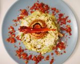 A picture of step 4 of Vegetable Risotto with Manchego Cheese and Crispy Ham.