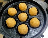A picture of step 4 of Daal, Bati and Churma (Rajasthani Thali).