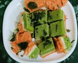 A picture of step 7 of Tri Colour Dhokla.