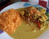 Foto del paso 9 de la receta: Pollo al curry con puré de zanahoria y zucchini
