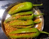 A picture of step 2 of Bharva Sev Mirchi.