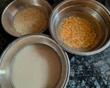 A picture of step 1 of Samak rice and Chanadal dosa.