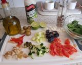 A picture of step 1 of My Cheese & Olive Greek inspired Salad 😀.