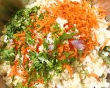 A picture of step 2 of Cabbage soya chunks thalipith (High protein, nutritious).