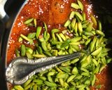 A picture of step 8 of Badampuri with pistachio crunch# Rainbow contest# day29/6/2018.