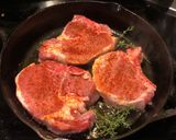 A picture of step 10 of Paprika Pork Chops w/ Peach Mint Purée & Creamy Coconut Curry Lentils.