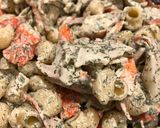 A picture of step 4 of Imitation Crabmeat Pasta Salad.