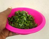 A picture of step 2 of Waterleaf Juice(Talinum triangulare).