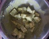 A picture of step 1 of Paneer hariyali tikka.