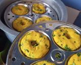 A picture of step 3 of Cornmeal Dhokla.