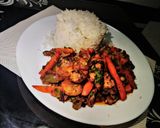 A picture of step 5 of Stir fry chicken#jikoni12weekschallenge.