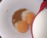 A picture of step 1 of Souffle pancakes (heart shaped).
