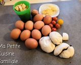 Une image de l'étape 1 de Omelette tomates cerises/champignons de Paris, cuisson au four.
