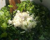 A picture of step 2 of Makki di roti and mixed saag.