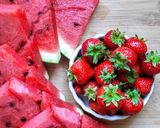Hình bước làm 1 của món Nước ép DƯA HẤU + DÂU TÂY