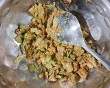A picture of step 1 of Sattu and green onion paratha.