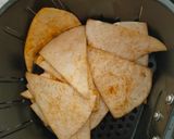 A picture of step 2 of Homemade Nachos with Fajita Tortillas in the Air Fryer.