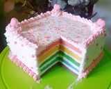 Foto langkah ke 9 dari resep Rainbow cake ny.liem (birthday cake).