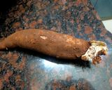 A picture of step 1 of Kappa Puzhukku (Tapioca).