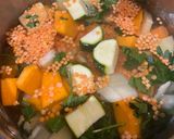 A picture of step 1 of Red and Green Lentil Soup.