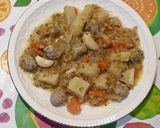 Foto del paso 4 de la receta Arroz de coliflor caldoso con verduras y albóndigas