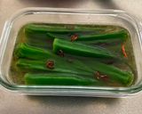 A picture of step 3 of Japanese Okra Pickles.
