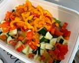 Une image de l'étape 18 de Poulet mariné grillé aux poivrons et courgette.