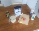 A picture of step 1 of Big Messy Loaded American-Style breakfast pancakes.