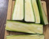 A picture of step 1 of Zucchini Pizza Boats.