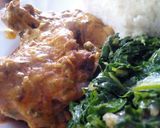 A picture of step 1 of Ugali,chicken stew with mala and sukumawiki.