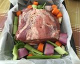 A picture of step 1 of Fresh Pork Collar with Rosemary Oil and Leek Cream.